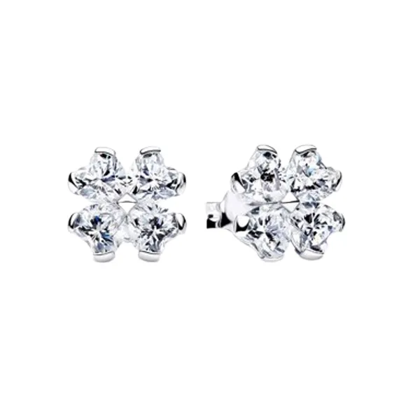 Pandora Σκουλαρίκια Κουμπωτά με αστραφτερό τετράφυλλο τριφύλλι 294500C01