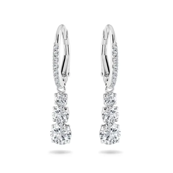Swarovksi Attract Trilogy κρίκοι σκουλαρίκια Στρογγυλό κόψιμο, Λευκό, Ρόδιο 5416155
