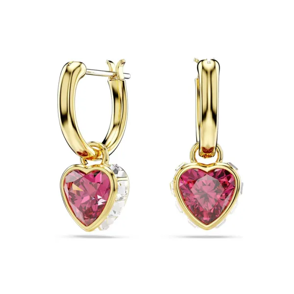 Swarovski σταγόνα Σκουλαρίκια Καρδιά, Κόκκινο, επίχρυσο 5684760