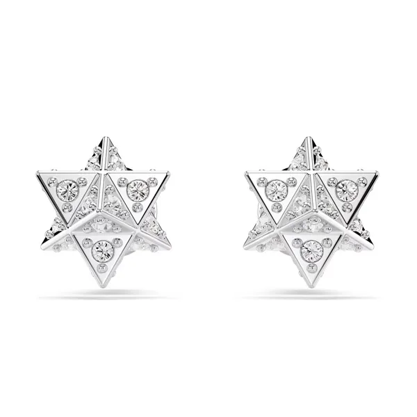 Swarovski Σκουλαρίκια Καρφωτά Dextera, Αστέρι, Λευκά, Επιμετάλλωση ροδίου 5700322