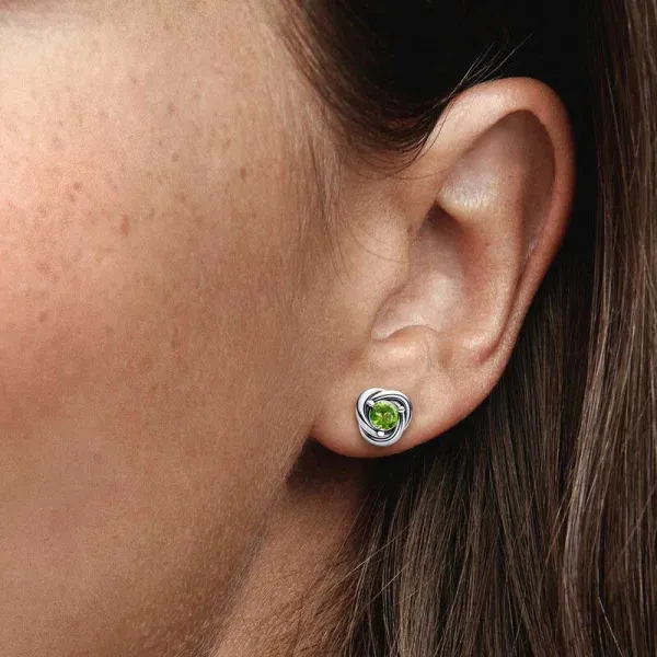 Σκουλαρίκια ασημί. 925 με πράσινο κρύσταλλο, κύκλος αιωνιότητας Pandora 292334C03