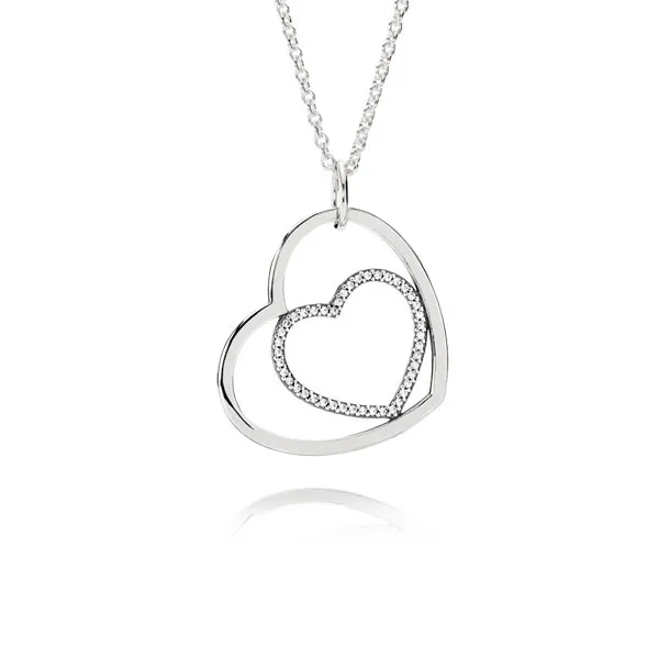 Pandora Κολιέ με σχήμα καρδιάς και ασημένια αλυσίδα 390364CZ