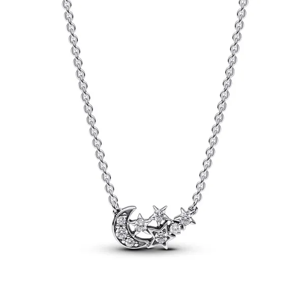 Pandora Κολιέ Αστραφτερό Αστέρι και Φεγγάρι ανθρακωρύχος 392991C01