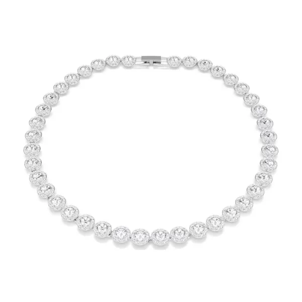 Swarovski Κολιέ Tennis Una Angelic Στρογγυλή κοπή, Λευκό, Επιμετάλλωση ροδίου 5727095
