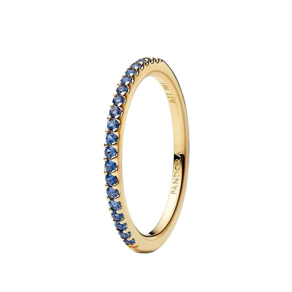 Pandora Λαμπερό δαχτυλίδι Halo με μπλε πέτρα 162999C02