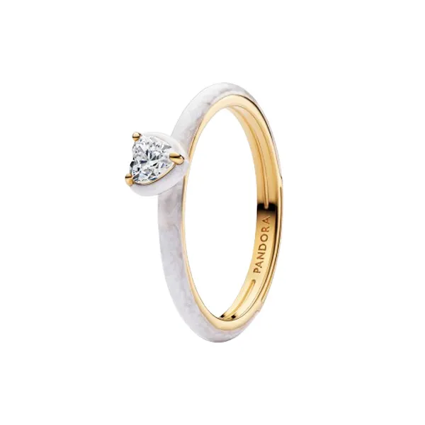 Pandora Δαχτυλίδι με καρδιά 14k χρυσό και λευκό 163088C01