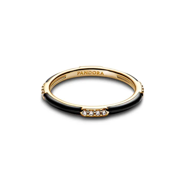 Pandora Δαχτυλίδι με μαύρο σμάλτο και πέτρες 163686C01