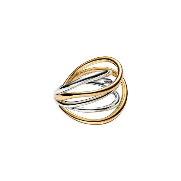 Pandora Δίτονο πλεγμένο δαχτυλίδι κύμα 164673C00