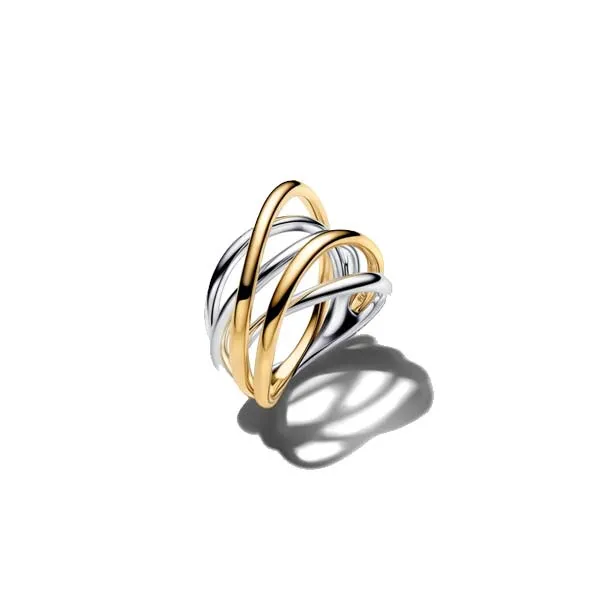 Pandora Δίτονο πλεγμένο δαχτυλίδι κύμα 164673C00