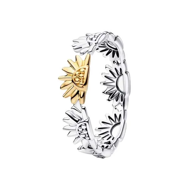 Pandora Δαχτυλίδι Ήλιος από ασήμι & επιχρύσωση 14κ 164702C00