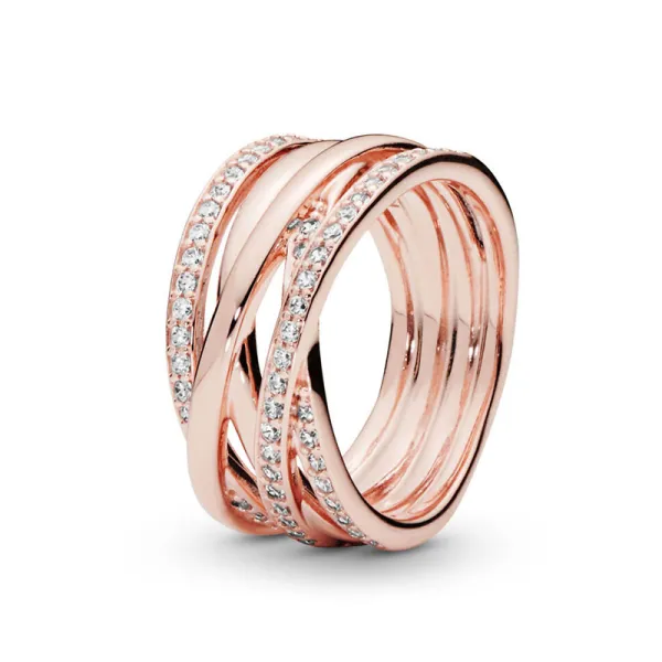 Pandora Ροζέ Δαχτυλίδι 14Κ με ζιρκόν 180919CZ