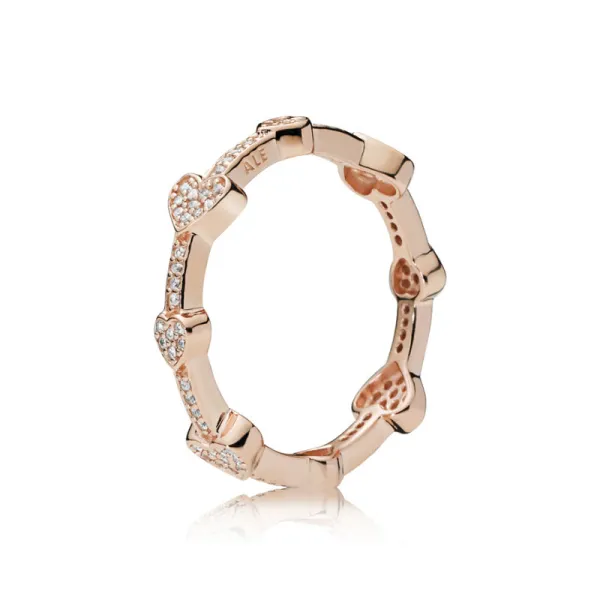 Pandora Δαχτυλίδι Χρυσό με καρδιές 187729CZ