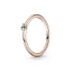 Pandora Δαχτυλίδι 14K ροζ επίχρυσο με απαλό νερού μπλε κρύσταλλο 189259C02