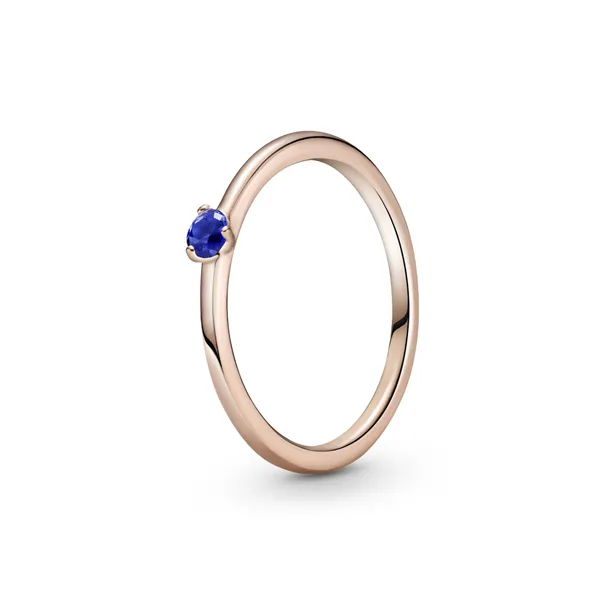 Pandora Δαχτυλίδι 14K ροζ επίχρυσο με αστρικό μπλε κρύσταλλο 189259C04