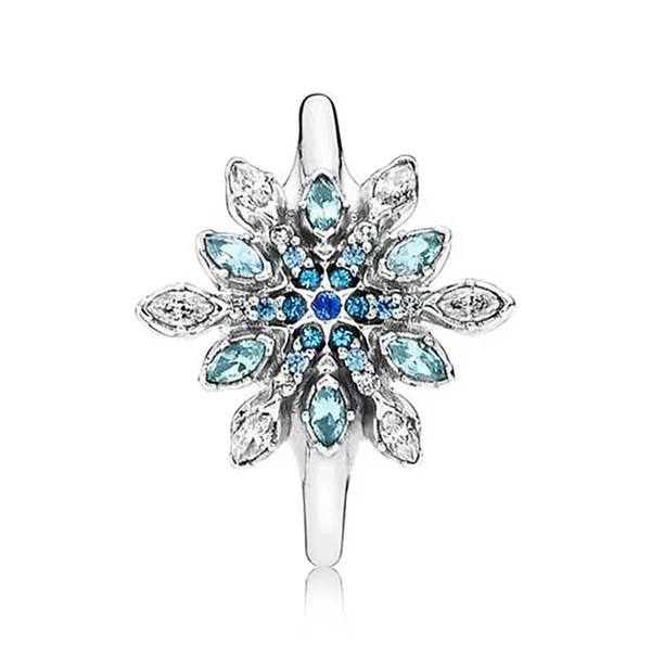 Pandora Δαχτυλίδι Ασημί 925 με Μπλε Κρύσταλλα 190969NBLMX