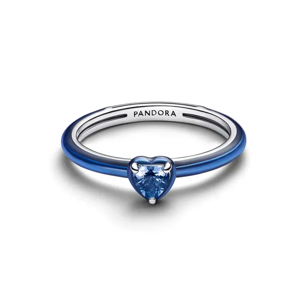 Pandora δαχτυλίδι με μπλε καρδιά 193088C03