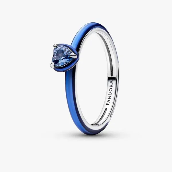 Pandora δαχτυλίδι με μπλε καρδιά 193088C03