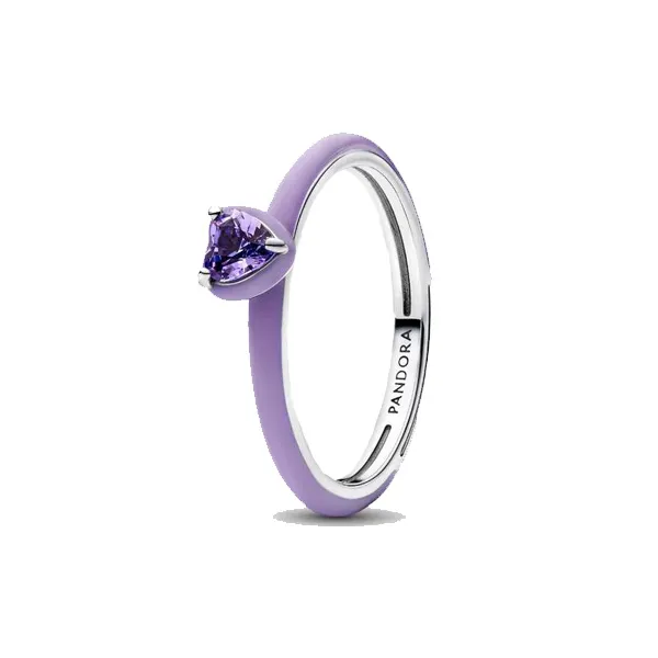 Pandora δαχτυλίδι με μοβ καρδιά 193088C04