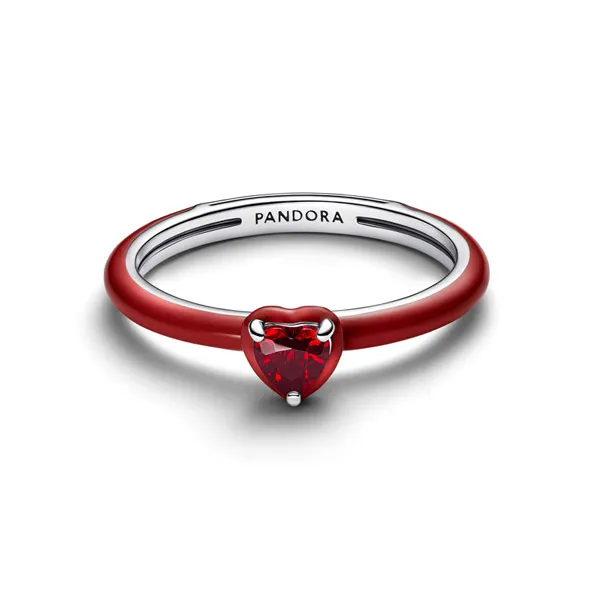 Pandora δαχτυλίδι με κόκκινη καρδιά 193088C05