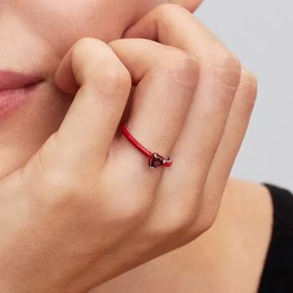 Pandora δαχτυλίδι με κόκκινη καρδιά 193088C05