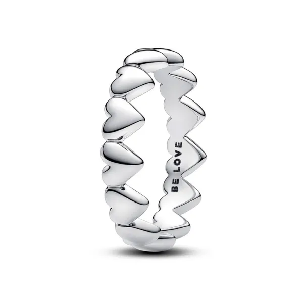 Pandora Δαχτυλίδι με σειρά από καρδιές 193427C00