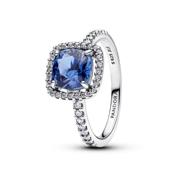 Pandora Εντυπωσιακό μπλε δαχτυλίδι με αστραφτερό τετραγωνισμένο στεφάνι με πέτρες 193550C01