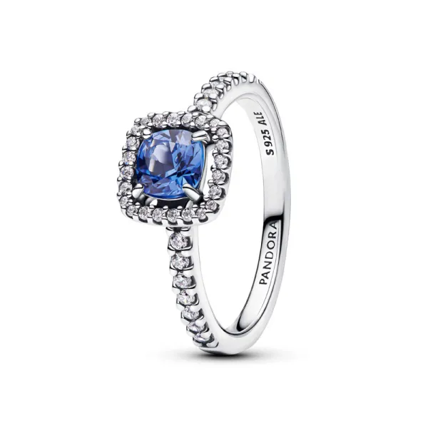 Pandora Μπλε δαχτυλίδι με αστραφτερό τετραγωνισμένο στεφάνι με πέτρες 193555C01
