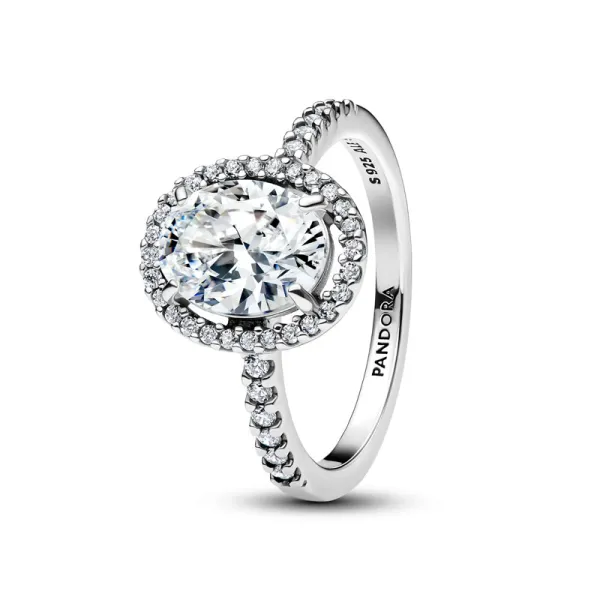 Pandora Ασημένιο Δαχτυλίδι με αστραφτερή οβάλ πέτρα 193777c01