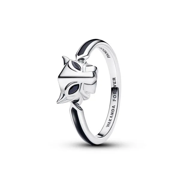 Pandora Δαχτυλίδι ασ. 925 με μαύρο κρύσταλλο & μαύρο σμάλτο, Marvel Black Panther 194223C01