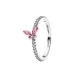 Pandora Δαχτυλίδι Ασημί Πεταλούδα Ροζ 194269C02