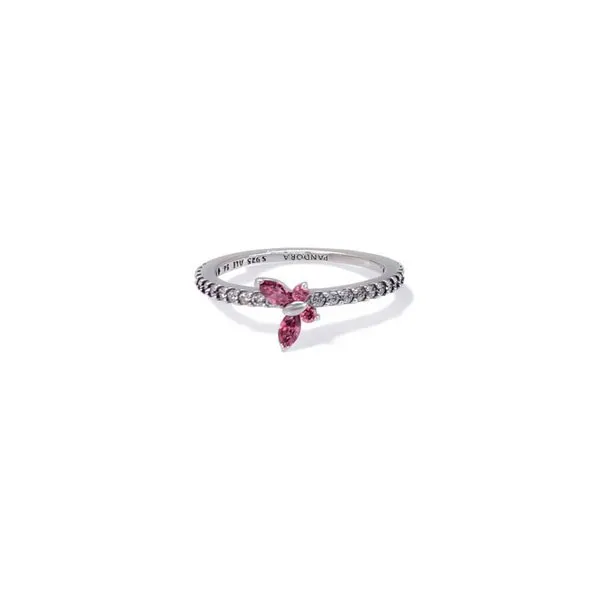 Pandora Δαχτυλίδι Ασημί Πεταλούδα Ροζ 194269C02