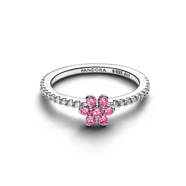 Pandora Δαχτυλίδι Ασημί Λουλούδι Ροζ 194499C02