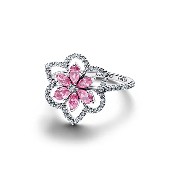 Pandora Δαχτυλίδι Ασημί Ροζ Λουλούδι Κοκτέιλ 194577C01