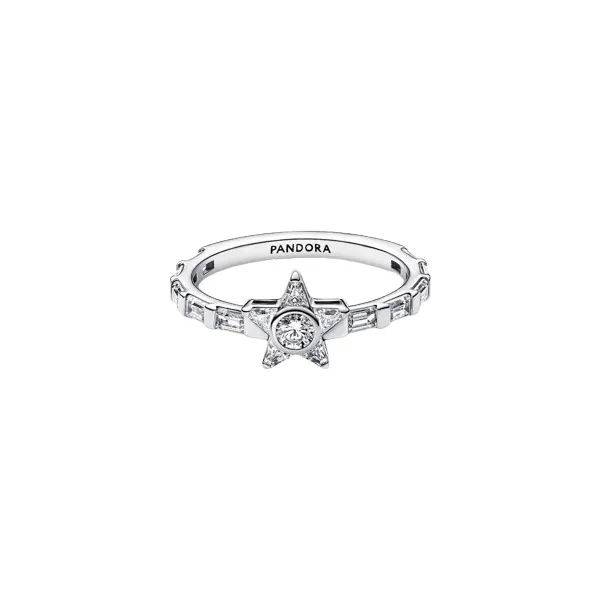 Pandora Λαμπερό Δαχτυλίδι Stella με Πέτρες σε Ορθογώνια Κοπή 195072C01