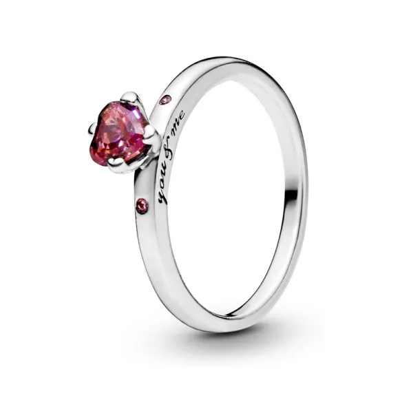 PANDORA Αστραφτερό Δαχτυλίδι με κόκκινη καρδιά 196574CZRMX