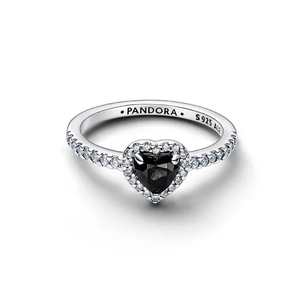 Pandora Δαχτυλίδι Ανυψωμένη μαύρη καρδιά 198421C04