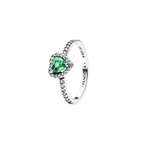 Pandora Δαχτυλίδι Ασημί με Καρδιά Πράσινη 198421C07