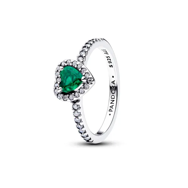Pandora Δαχτυλίδι Ασημί με Καρδιά Πράσινη 198421C08