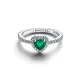 Pandora Δαχτυλίδι Ασημί με Καρδιά Πράσινη 198421C07