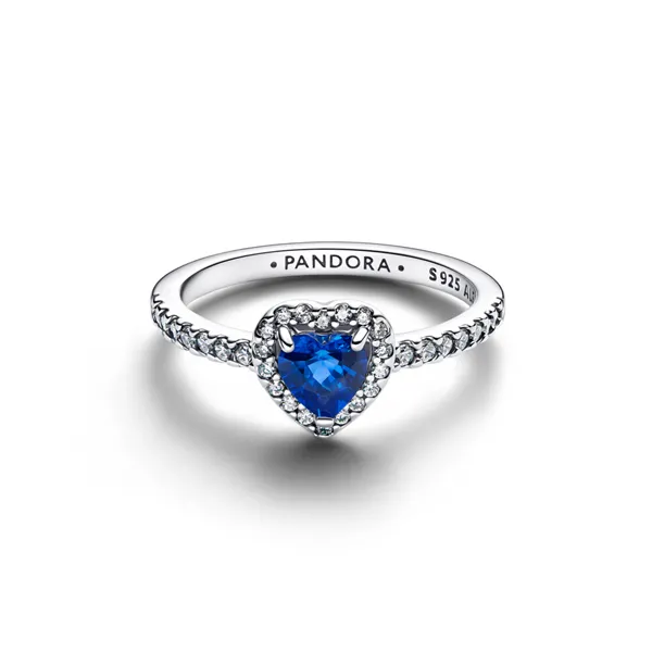 Pandora Δαχτυλίδι Ασημί με Καρδιά Μπλε 198421C09