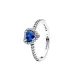 Pandora Δαχτυλίδι Ασημί με Καρδιά Μπλε 198421C09