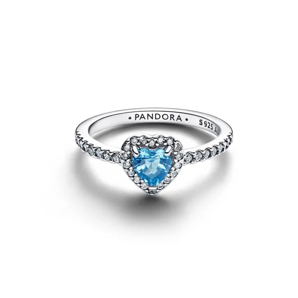 Pandora Δαχτυλίδι Ασημί με Καρδιά Γαλάζιο 198421C10
