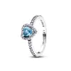 Pandora Δαχτυλίδι Ασημί με Καρδιά Γαλάζιο 198421C10