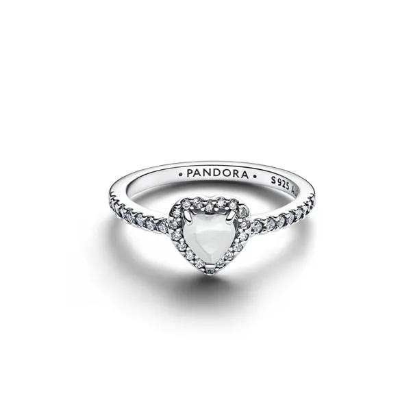 Pandora Δαχτυλίδι Ασημί με Καρδιά Άσπρο 198421C11