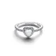 Pandora Δαχτυλίδι Ασημί με Καρδιά Άσπρο 198421C11