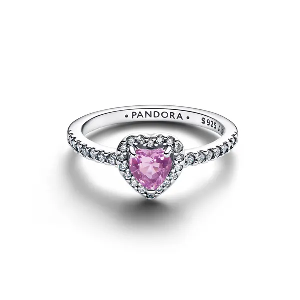 Pandora Δαχτυλίδι Ασημί με Καρδιά Ροζ 198421C12
