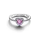 Pandora Δαχτυλίδι Ασημί με Καρδιά Ροζ 198421C12