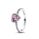 Pandora Δαχτυλίδι Ασημί με Καρδιά Ροζ 198421C12