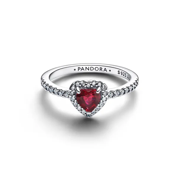 Pandora Δαχτυλίδι Ασημί με Καρδιά Κόκκινη 198421C13