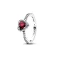 Pandora Δαχτυλίδι Ασημί με Καρδιά Κόκκινη 198421C13